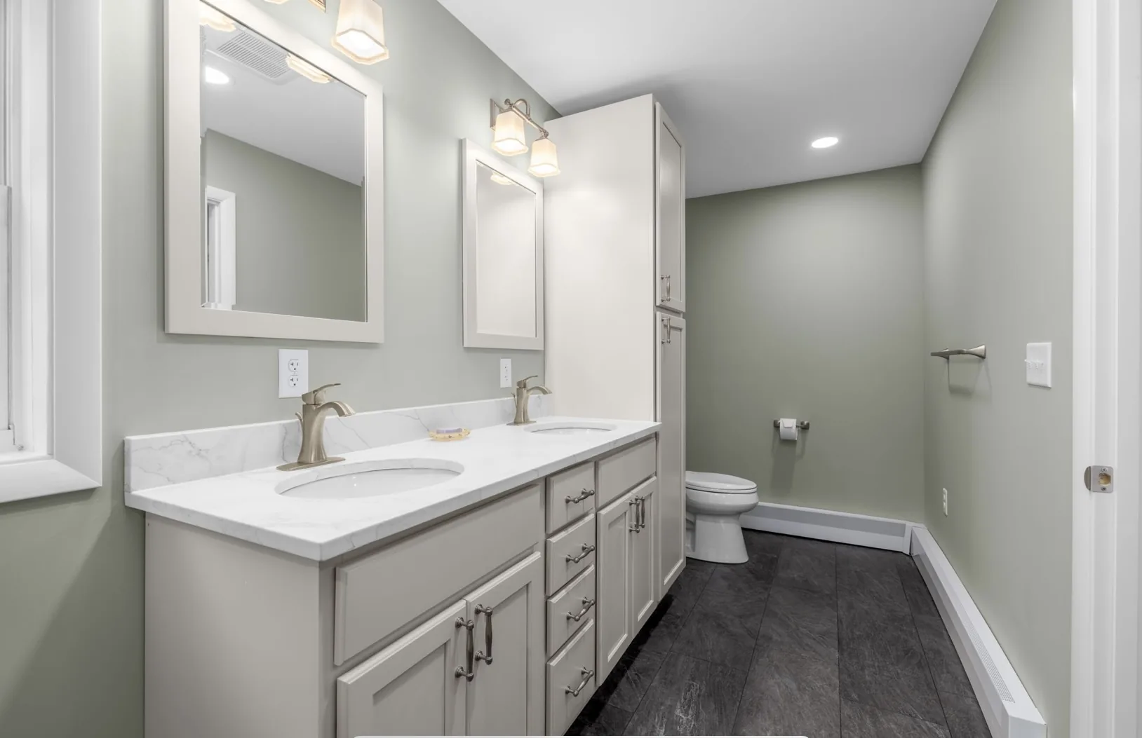 Finished Bathroom With Double Vanity